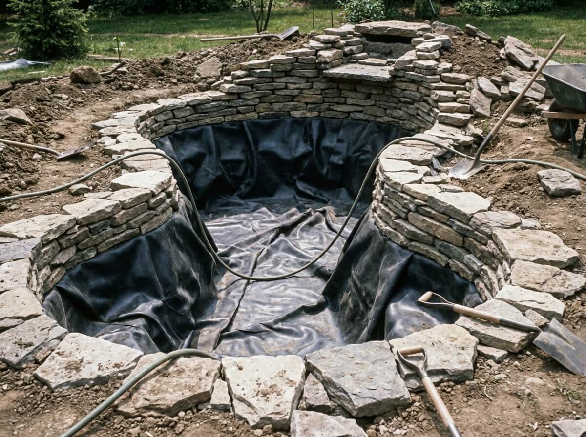 Buitenkeuken met pergola en kruidentuin